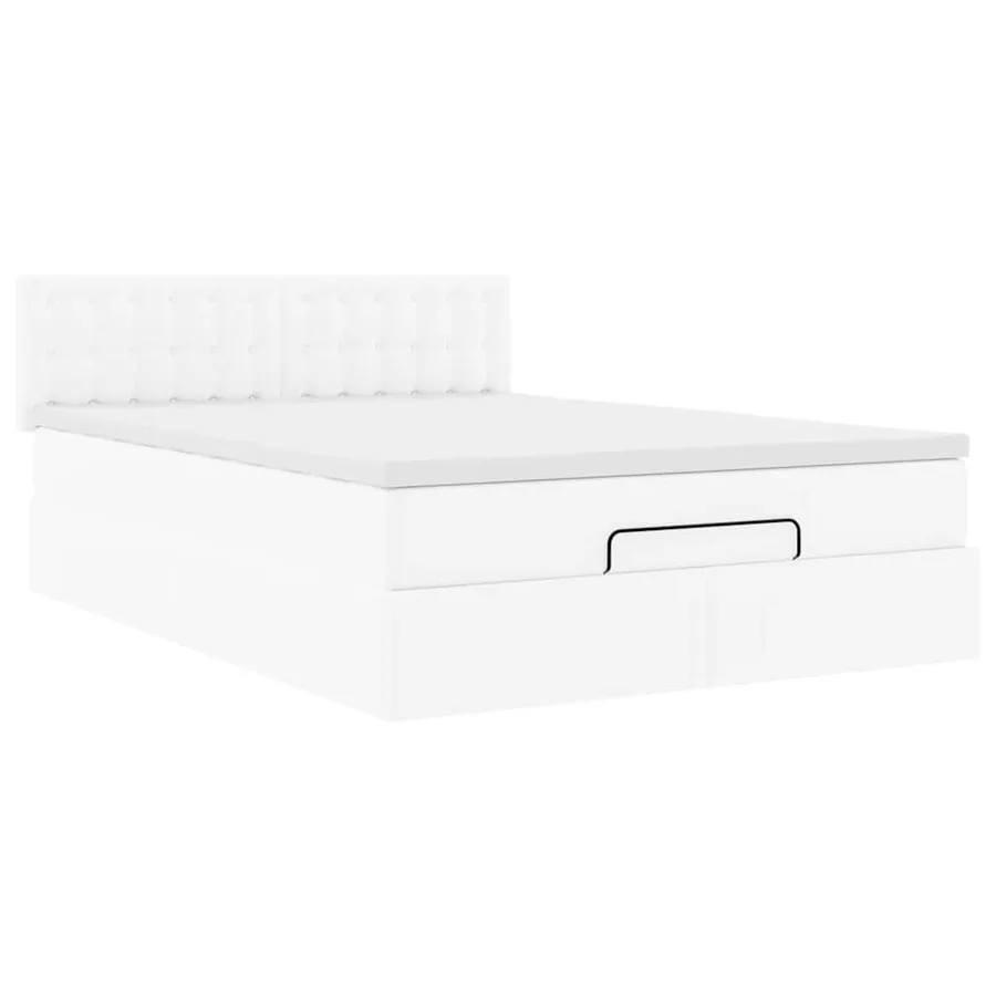 Cadre de lit ottoman avec matelas blanc 140x190 cm similicuir - 6