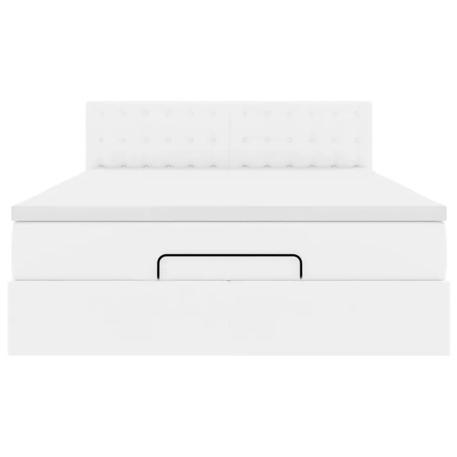 Cadre de lit ottoman avec matelas blanc 140x190 cm similicuir - 7