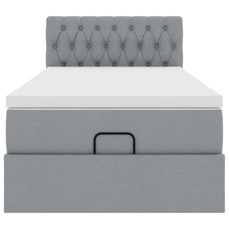 Lit ottoman avec matelas gris clair 90x200 cm tissu - 6