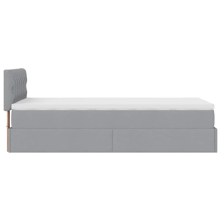 Lit ottoman avec matelas gris clair 90x200 cm tissu - 7