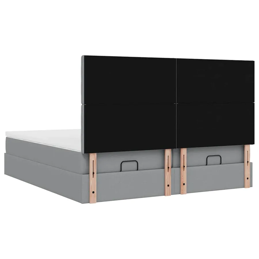 Cadre de lit ottoman et matelas gris clair 180x200cm tissu - 9