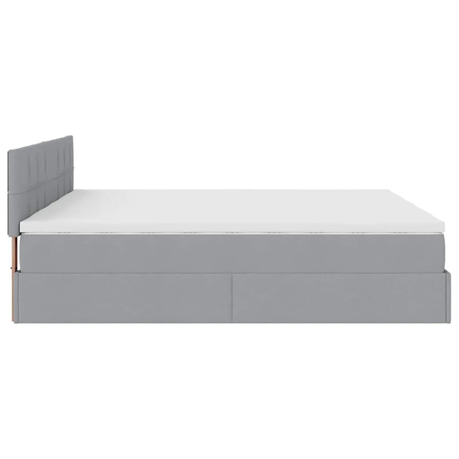 Cadre de lit ottoman et matelas gris clair 180x200cm tissu - 11