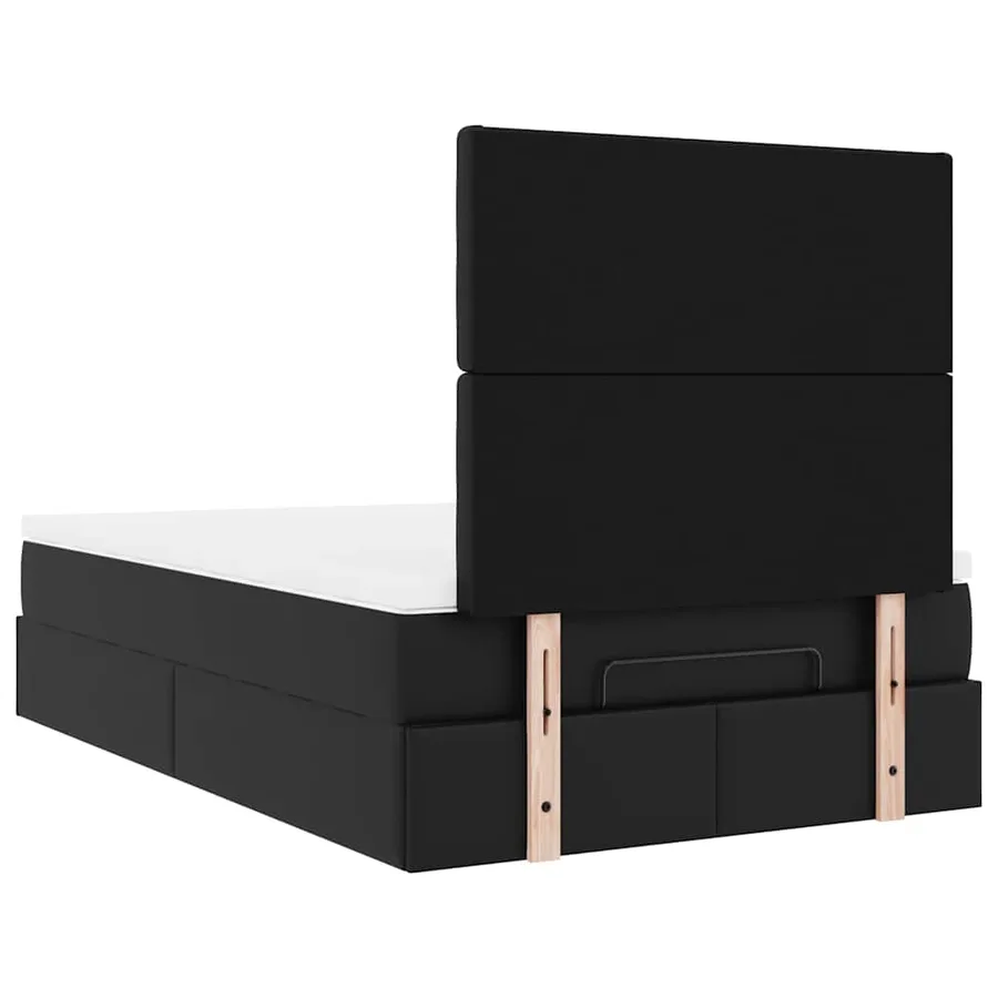 Cadre de lit ottoman avec matelas noir 120x200 cm similicuir - 12