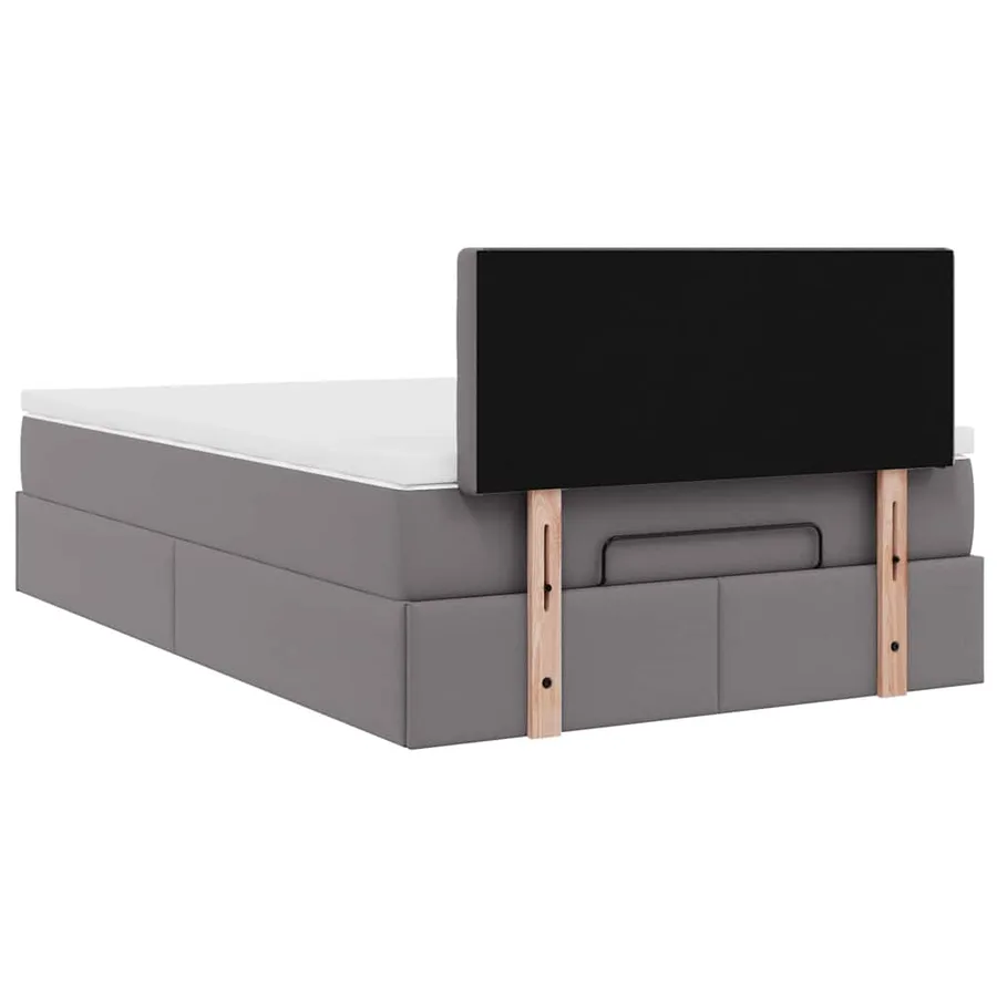 Cadre de lit ottoman avec matelas gris 120x200 cm similicuir - 10