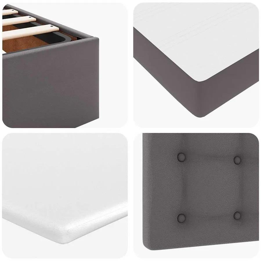 Cadre de lit ottoman avec matelas gris 120x200 cm similicuir - 15