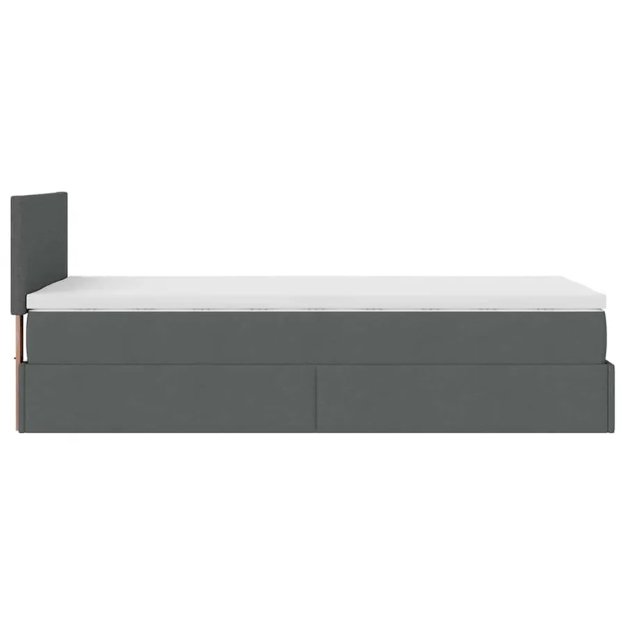 Lit ottoman avec matelas gris foncé 90x200 cm tissu - 10