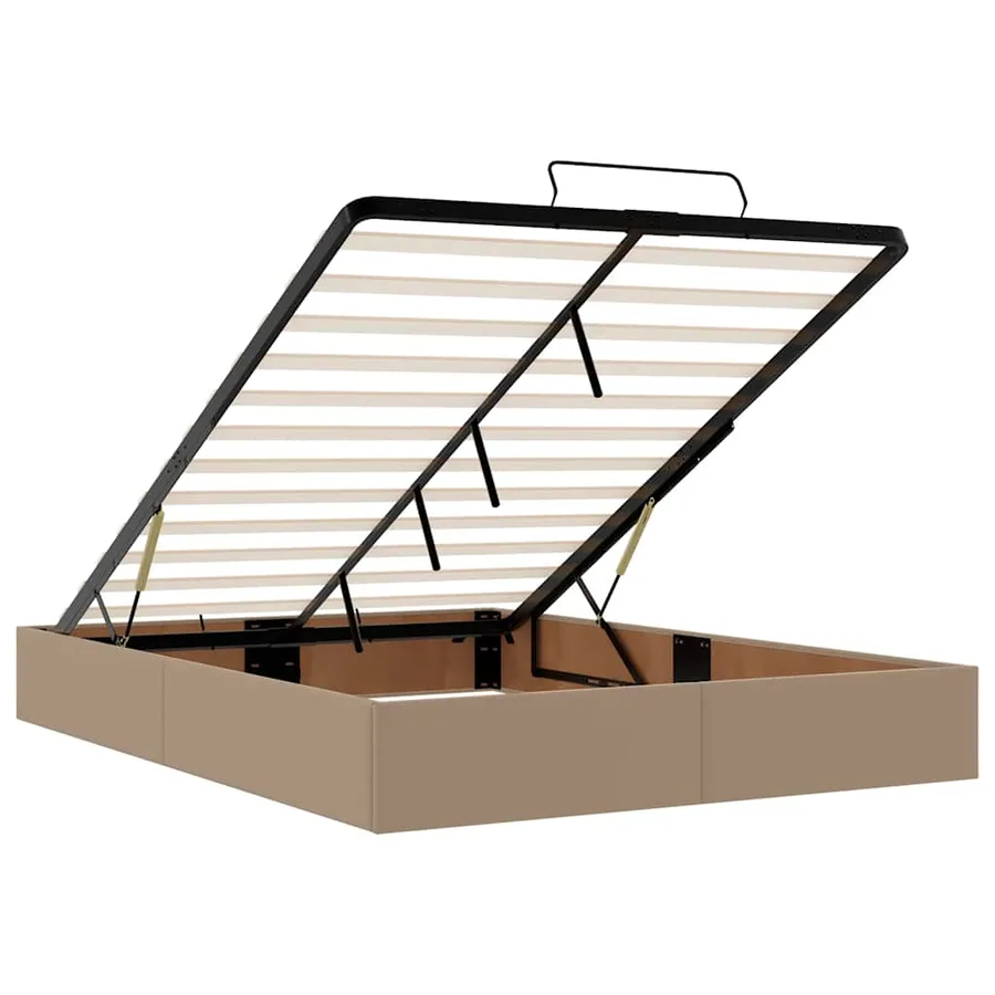 Cadre de lit ottoman et matelas cappuccino 140x190cm similicuir - 11