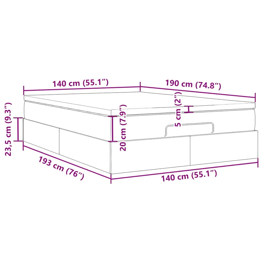 Cadre de lit ottoman et matelas cappuccino 140x190cm similicuir - 17