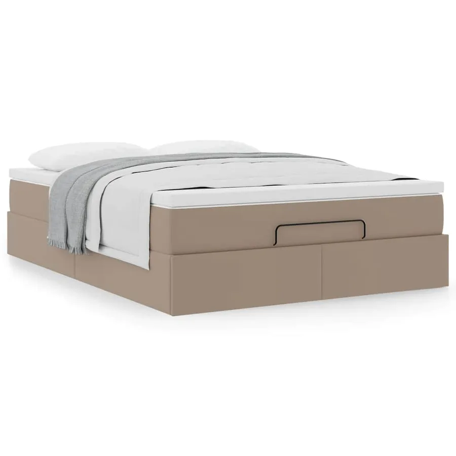 Cadre de lit ottoman et matelas cappuccino 140x190cm similicuir - 4