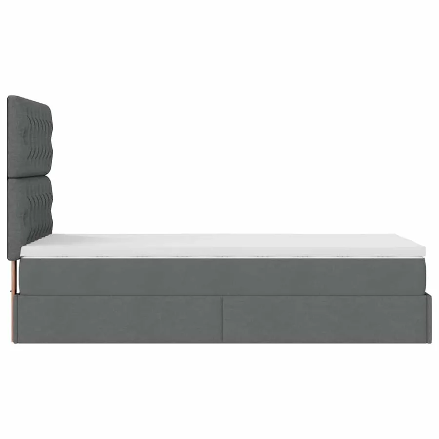 Lit ottoman avec matelas gris foncé 90x200 cm tissu - 10