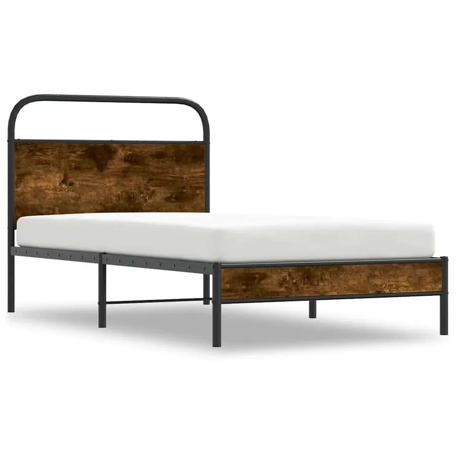 Cadre de lit sans matelas 100x190 cm chêne fumé bois ingénierie - 3