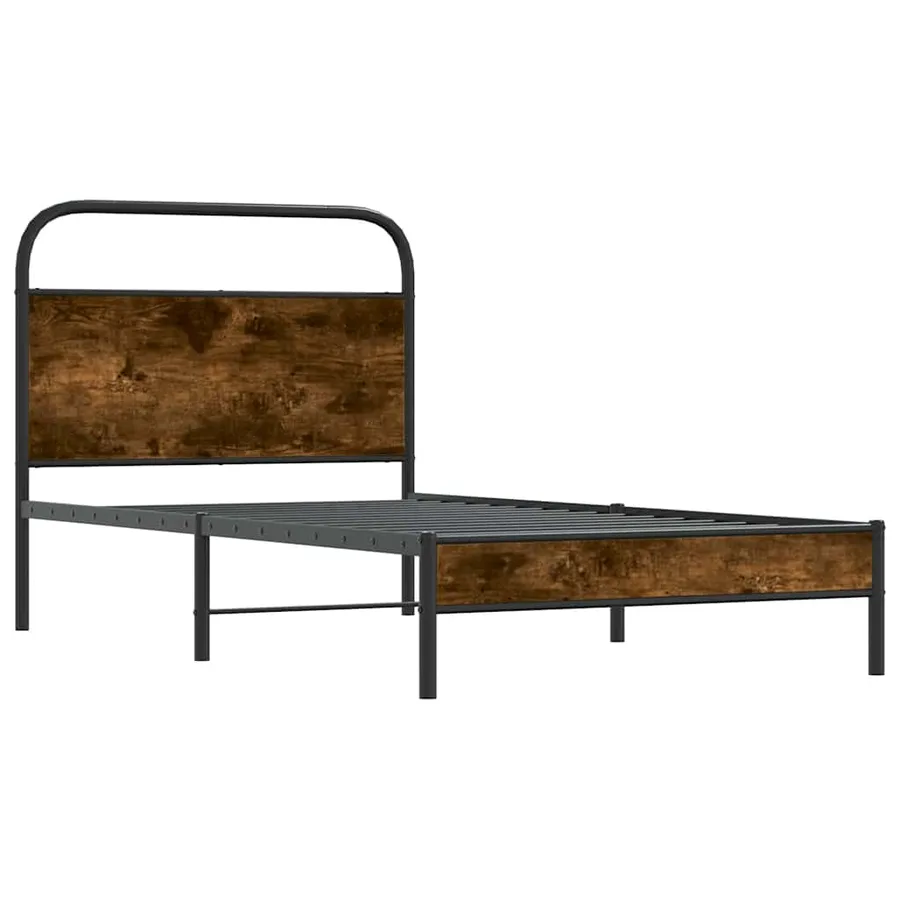 Cadre de lit sans matelas 100x190 cm chêne fumé bois ingénierie - 4