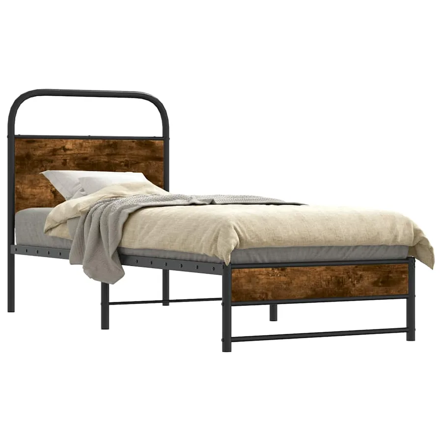 Cadre de lit sans matelas 80x200cm chêne fumé bois d'ingénierie - 2