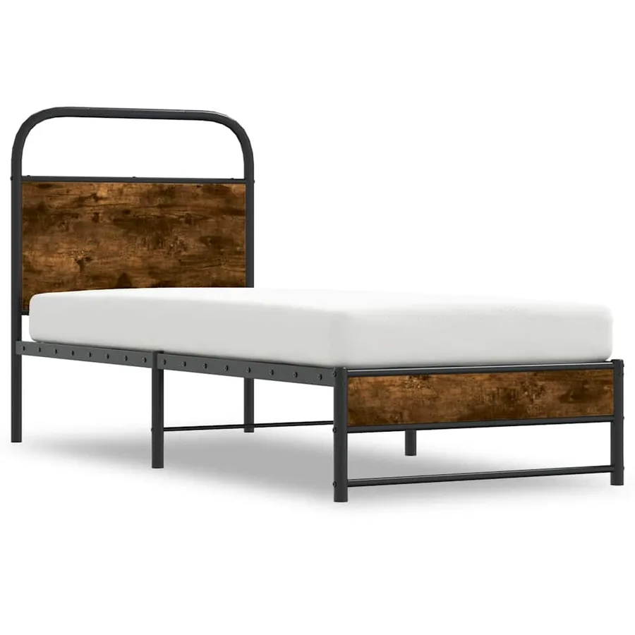 Cadre de lit sans matelas 80x200cm chêne fumé bois d'ingénierie - 3