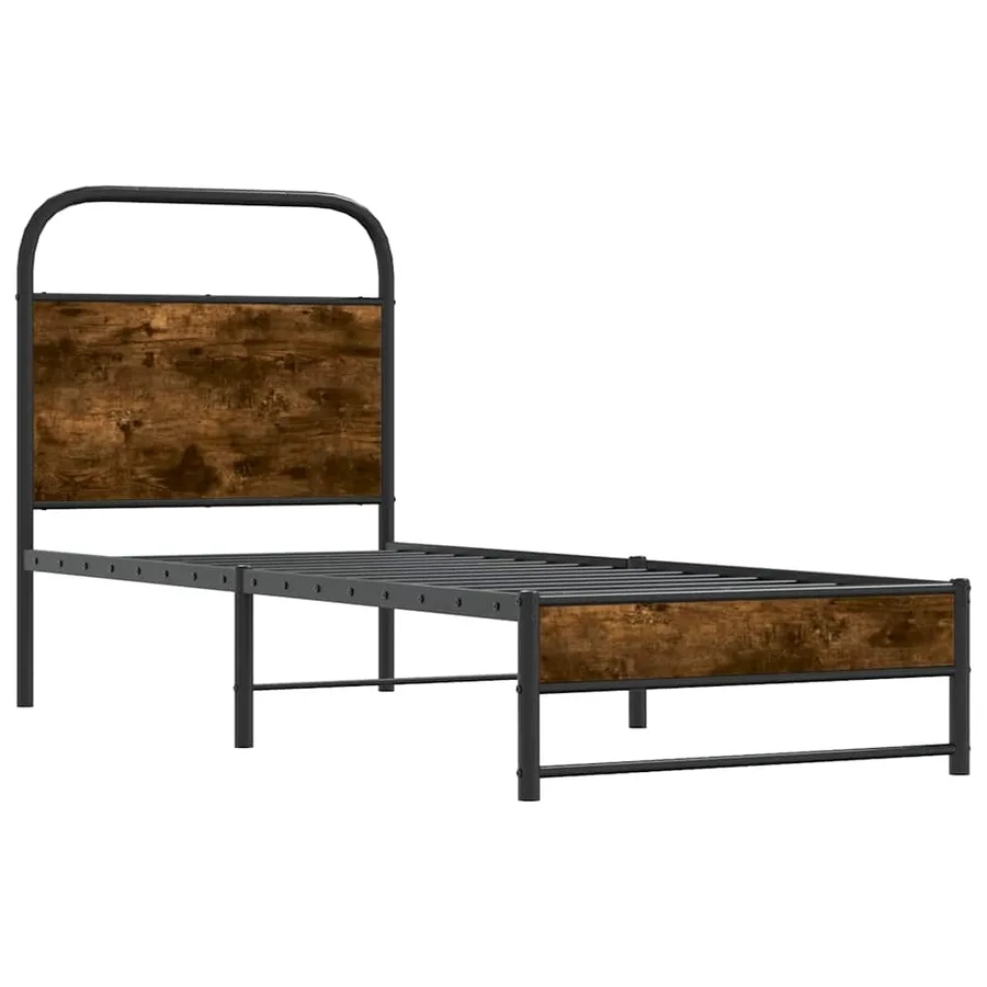 Cadre de lit sans matelas 80x200cm chêne fumé bois d'ingénierie - 4
