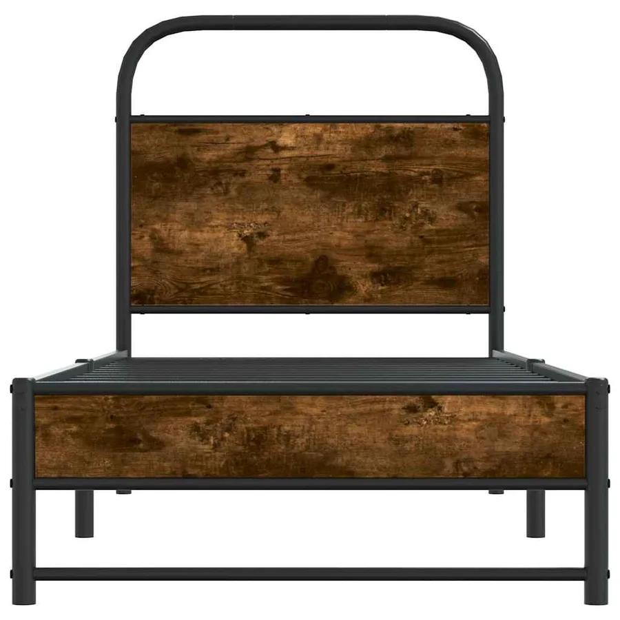 Cadre de lit sans matelas 80x200cm chêne fumé bois d'ingénierie - 5