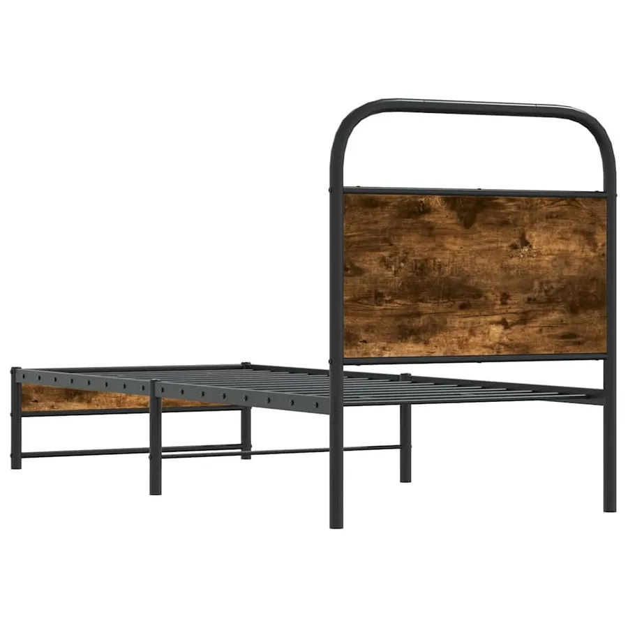 Cadre de lit sans matelas 80x200cm chêne fumé bois d'ingénierie - 7