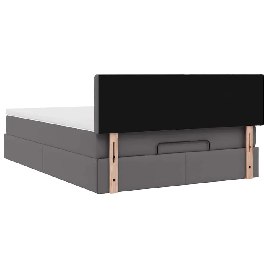 Cadre de lit ottoman avec matelas gris 140x190 cm similicuir - 11