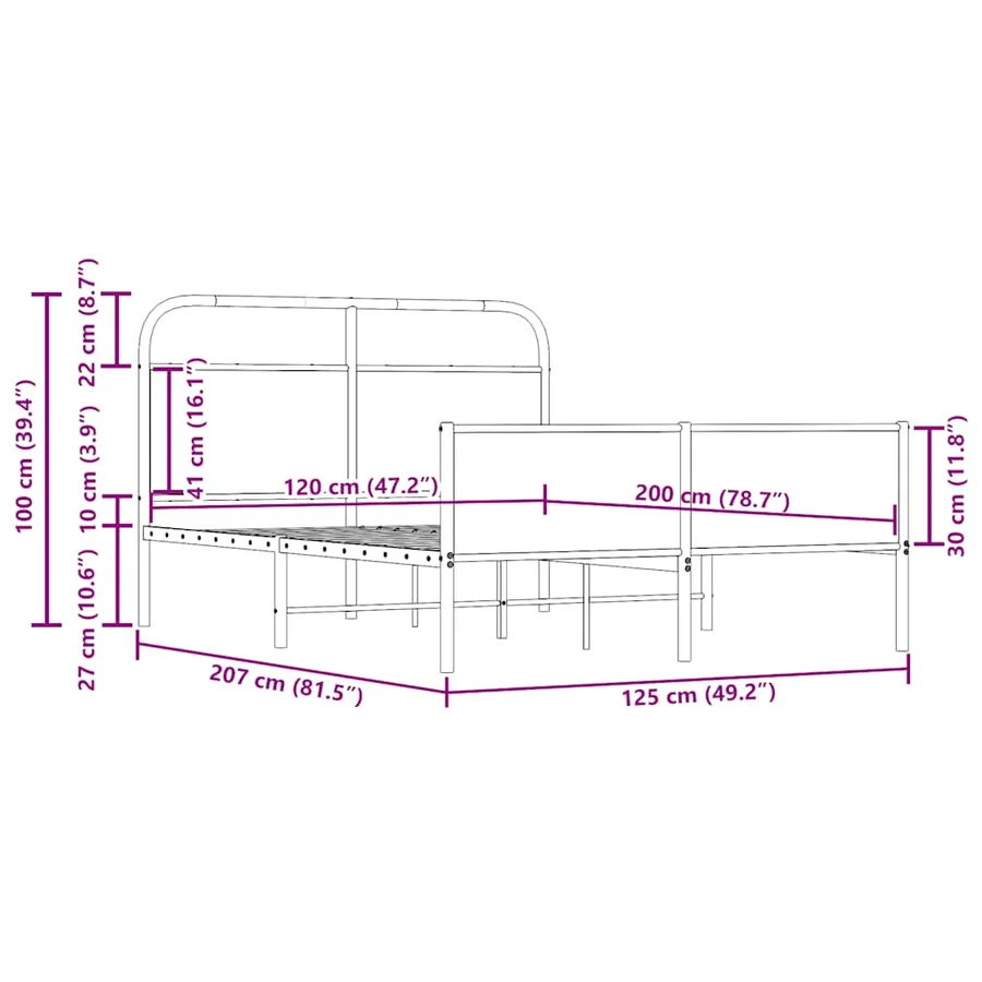 Cadre de lit sans matelas 120x200 cm chêne sonoma - 9