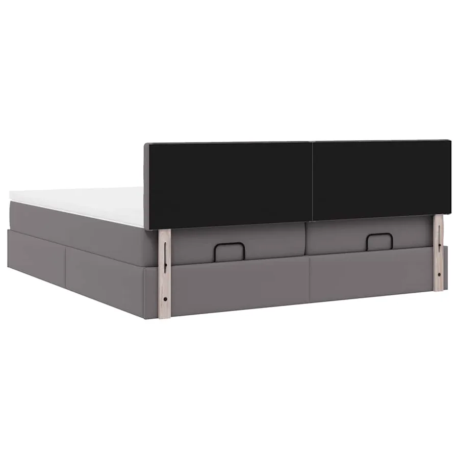 Cadre de lit ottoman avec matelas gris 200x200 cm similicuir - 10