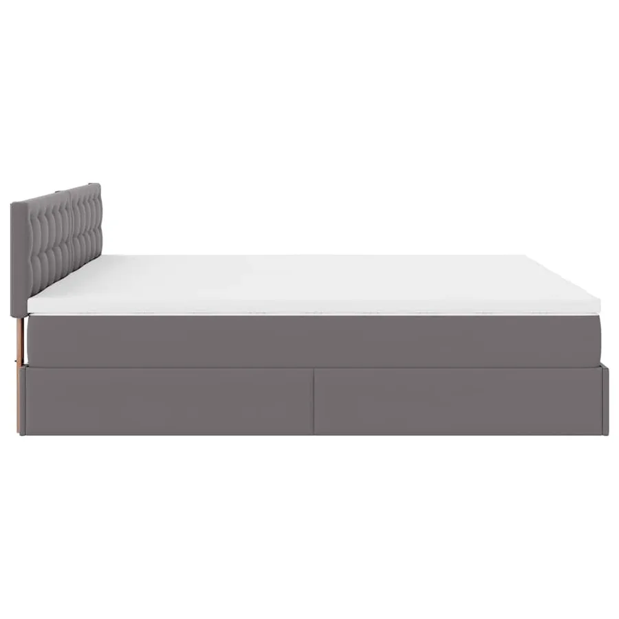 Cadre de lit ottoman avec matelas gris 200x200 cm similicuir - 9