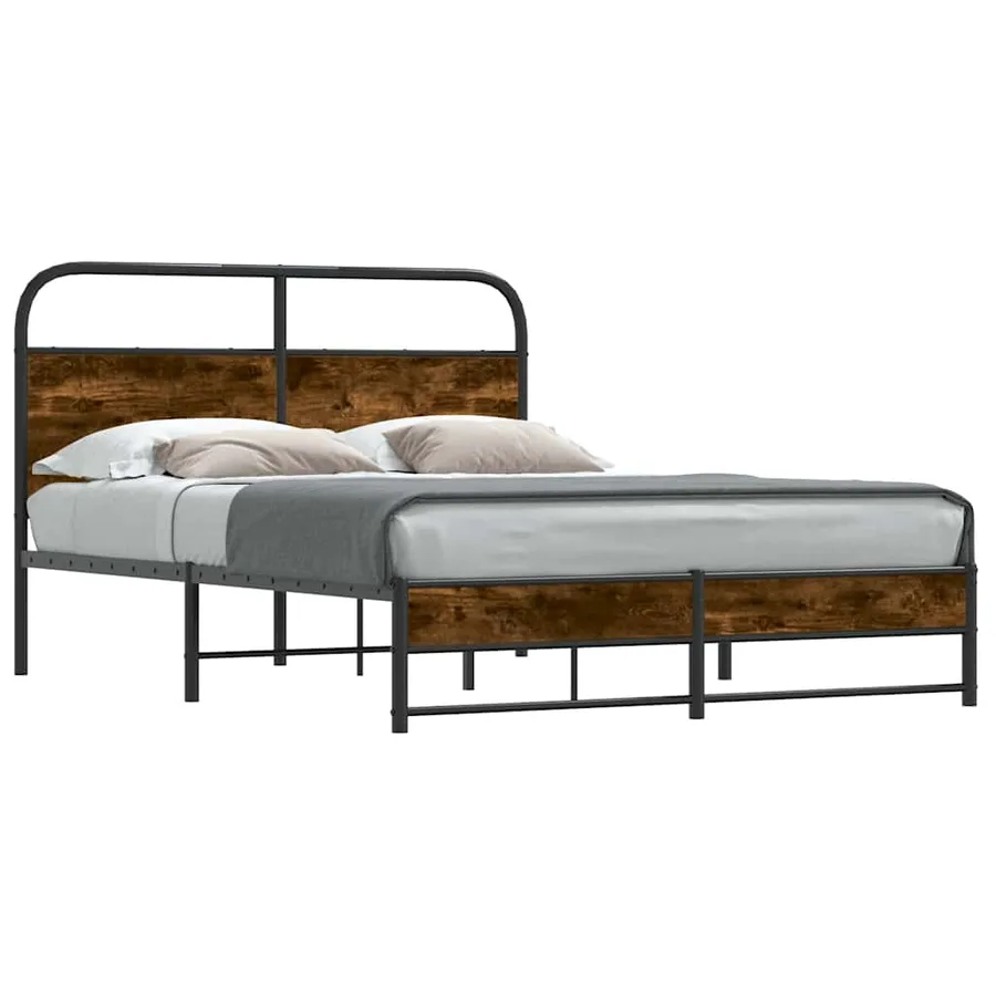 Cadre de lit sans matelas 120x190 cm chêne fumé bois ingénierie - 2