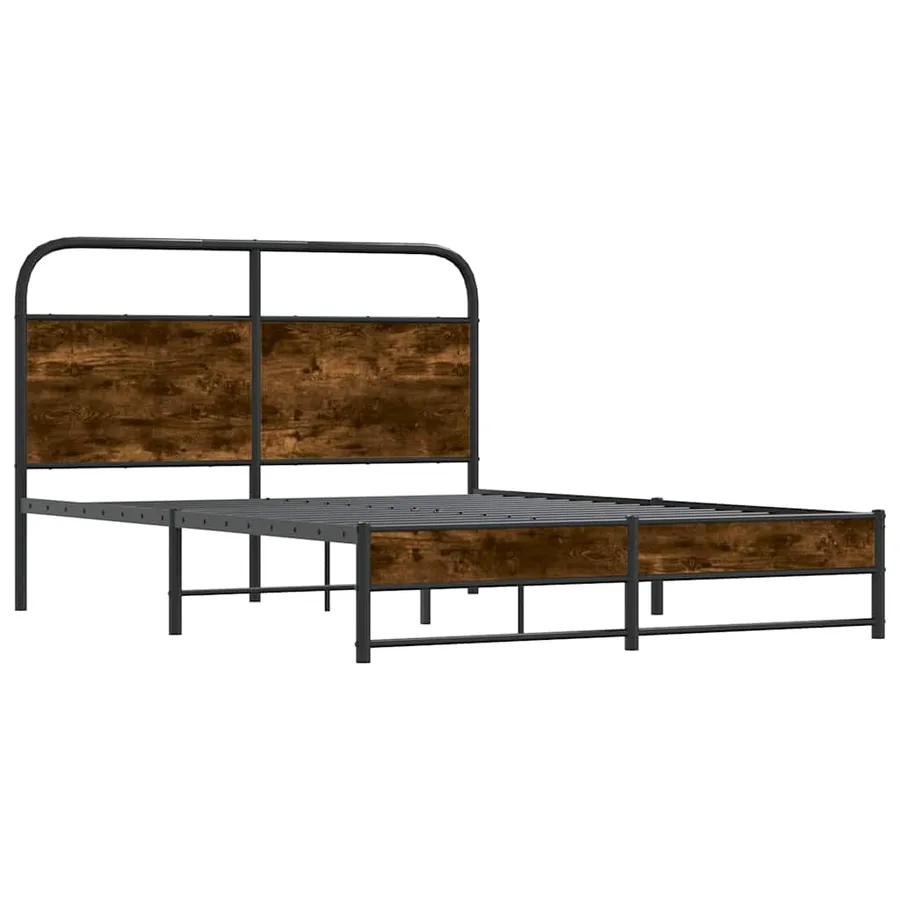 Cadre de lit sans matelas 120x190 cm chêne fumé bois ingénierie - 4