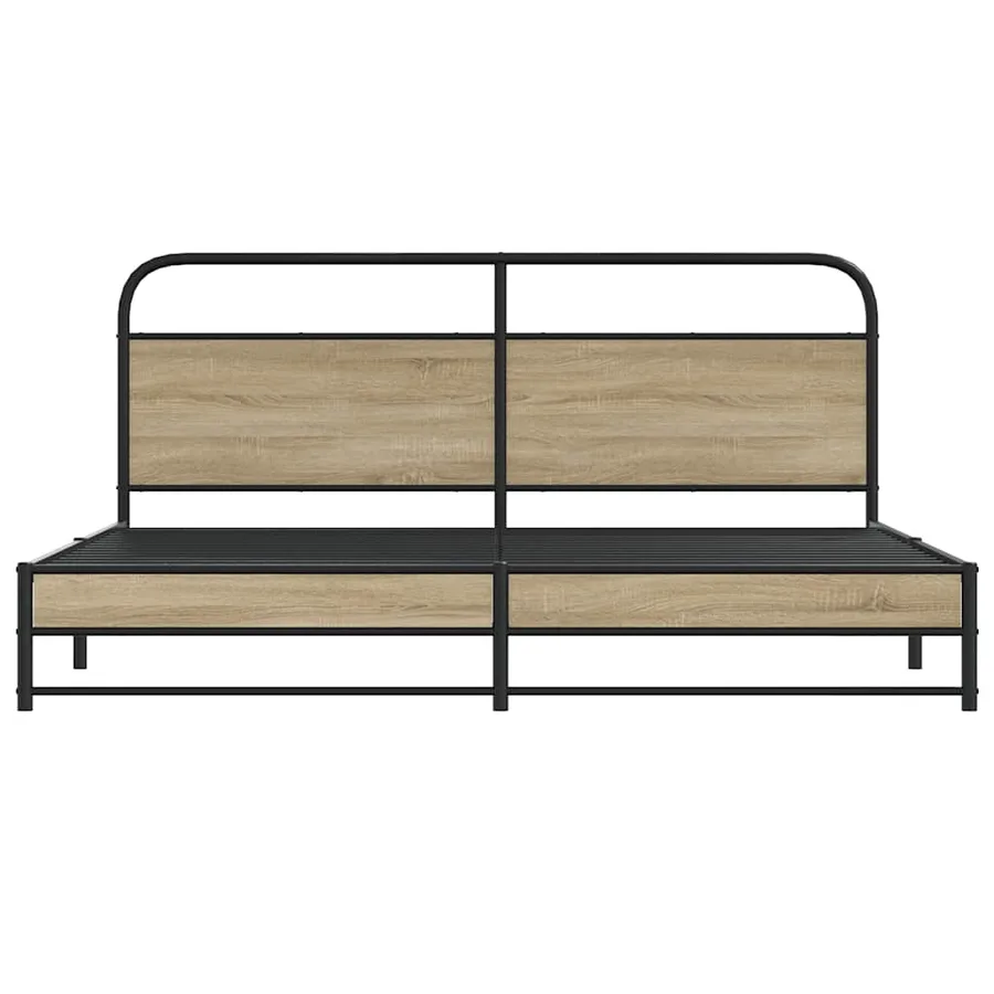 Cadre de lit en métal sans matelas chêne fumé 200x200 cm - 5