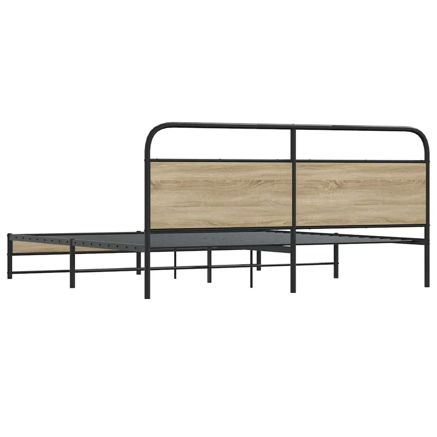 Cadre de lit en métal sans matelas chêne fumé 200x200 cm - 7