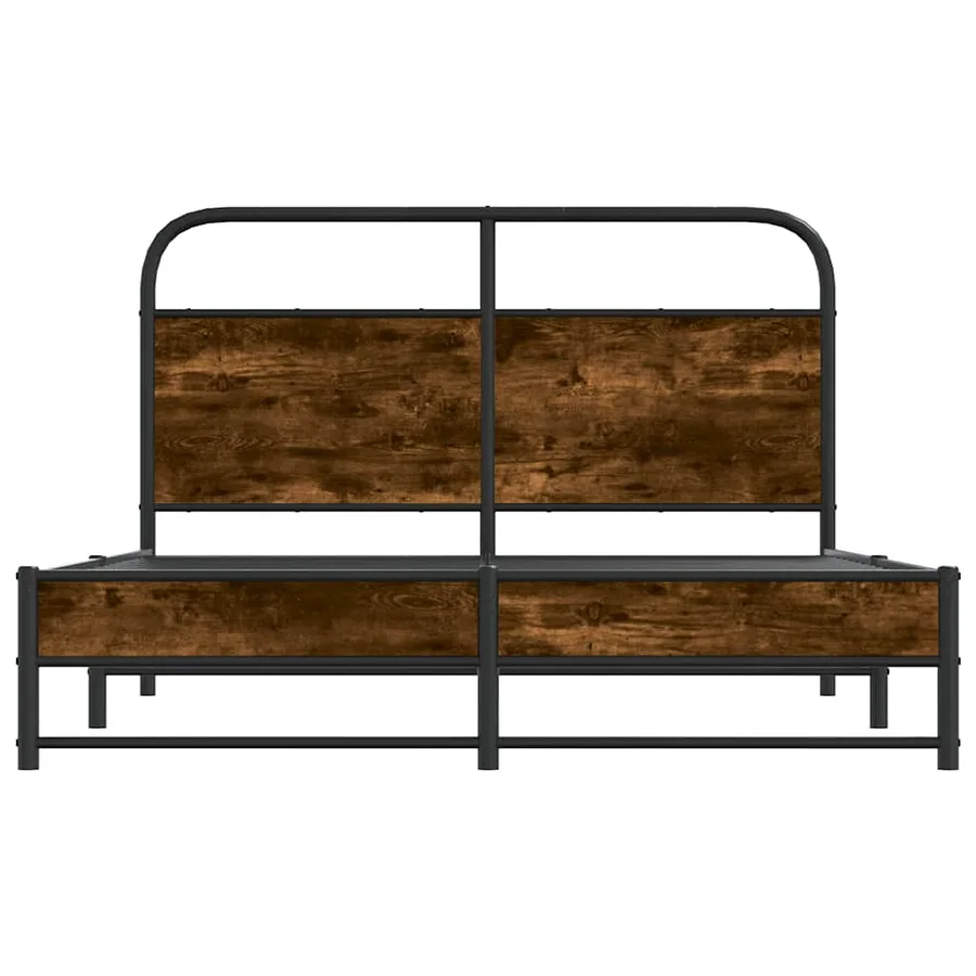 Cadre de lit sans matelas 135x190 cm chêne fumé bois ingénierie - 5