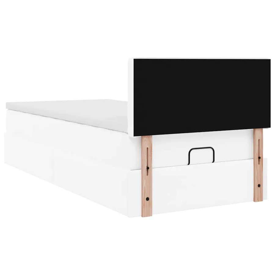 Cadre de lit ottoman avec matelas blanc pur 90x200cm similicuir - 10