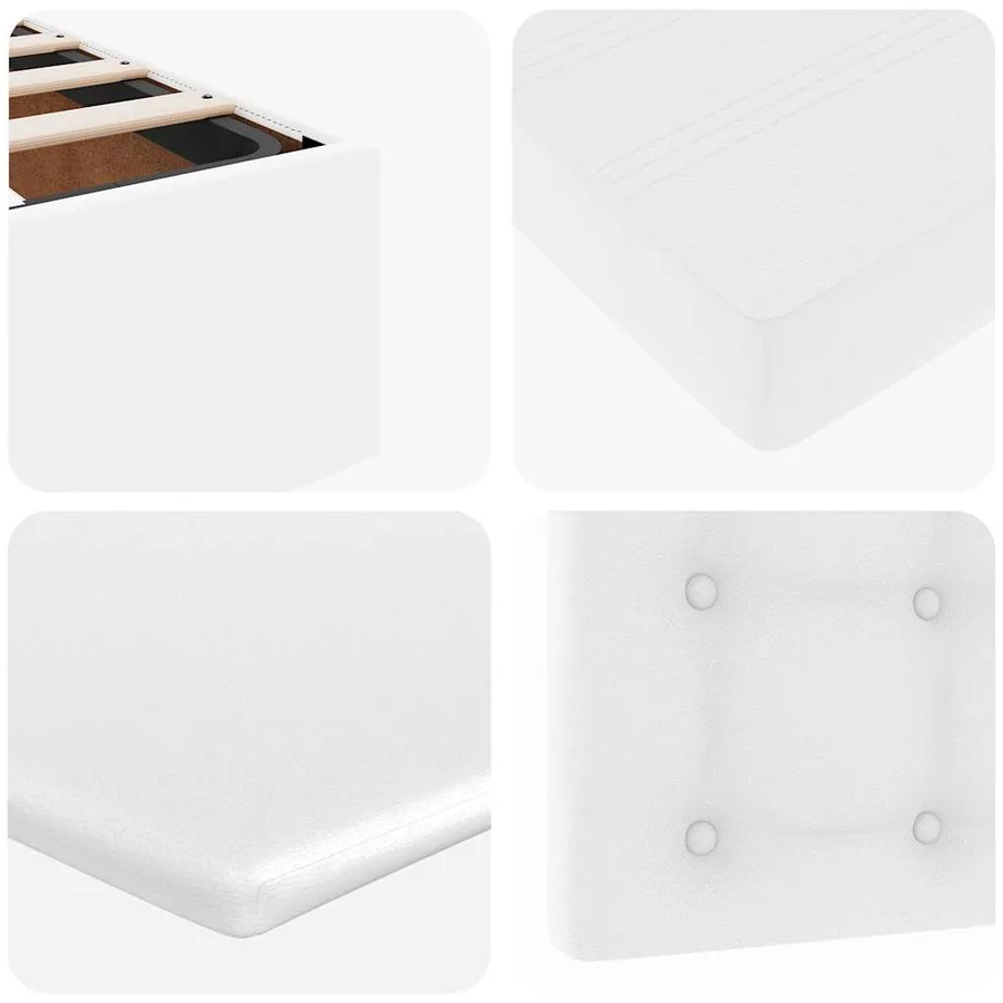 Cadre de lit ottoman avec matelas blanc pur 90x200cm similicuir - 14