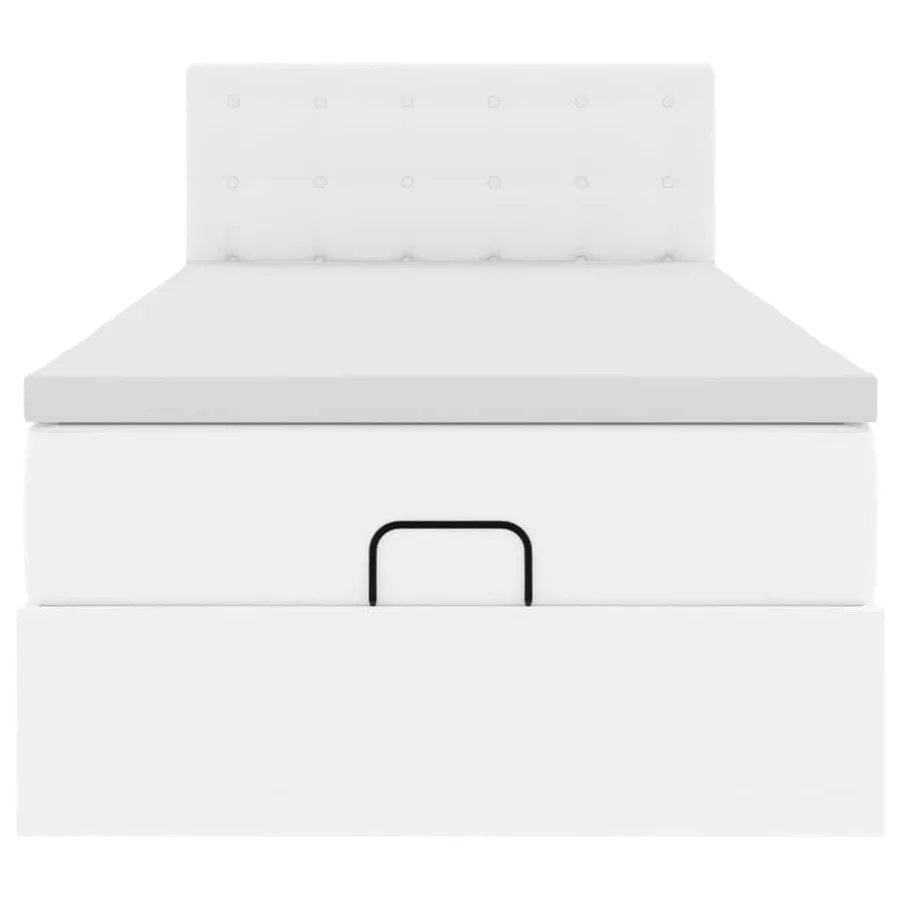 Cadre de lit ottoman avec matelas blanc pur 90x200cm similicuir - 8