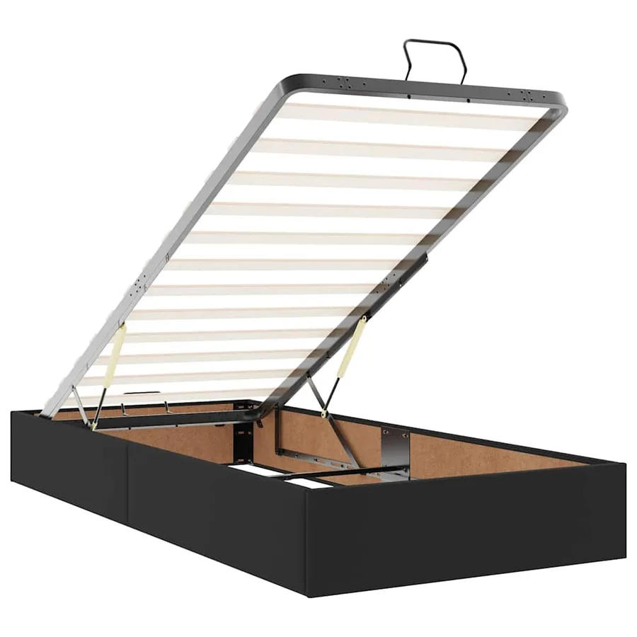Cadre de lit ottoman avec matelas noir 90x200 cm similicuir - 11