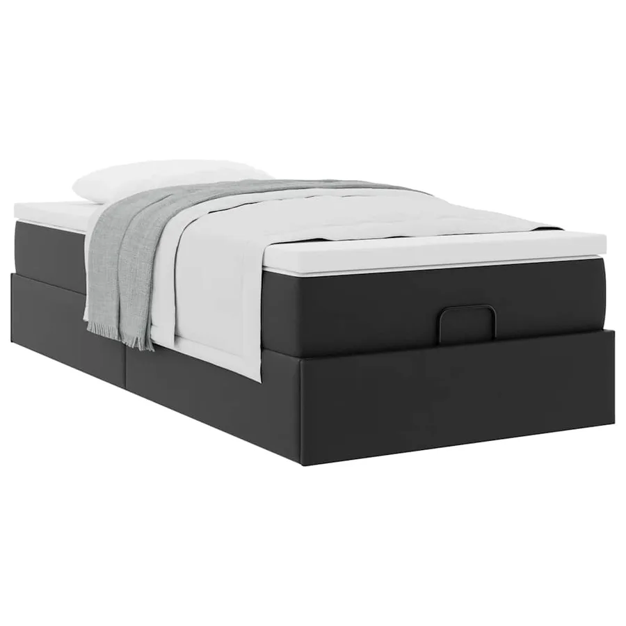 Cadre de lit ottoman avec matelas noir 90x200 cm similicuir - 5