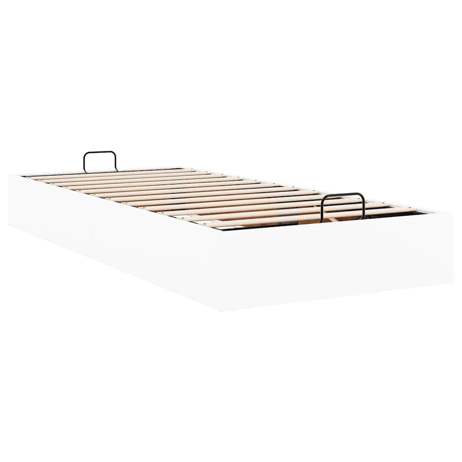Cadre de lit ottoman sans matelas blanc 90x190 cm similicuir - 9