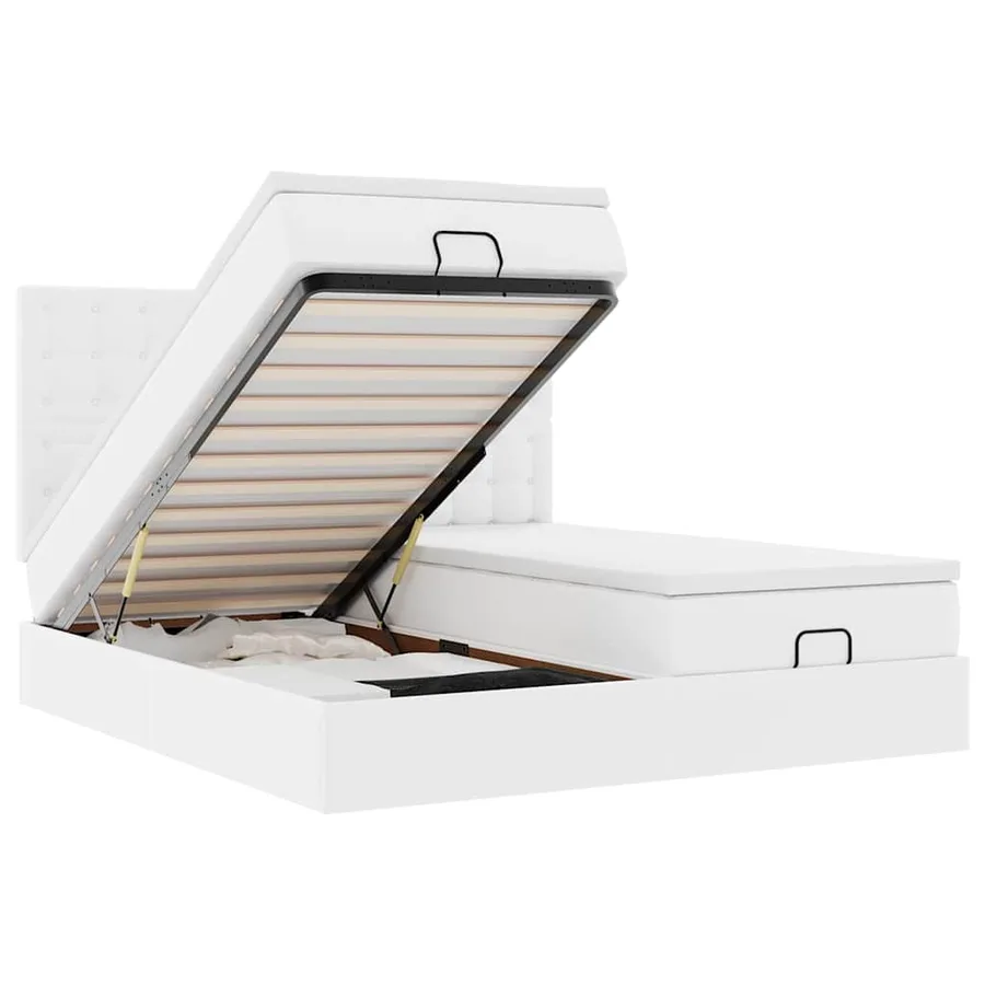 Lit ottoman avec matelas & LED blanc pur 180x200cm similicuir - 2