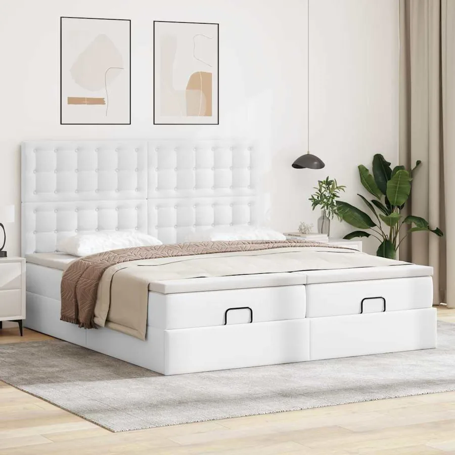Lit ottoman avec matelas & LED blanc pur 180x200cm similicuir - 4
