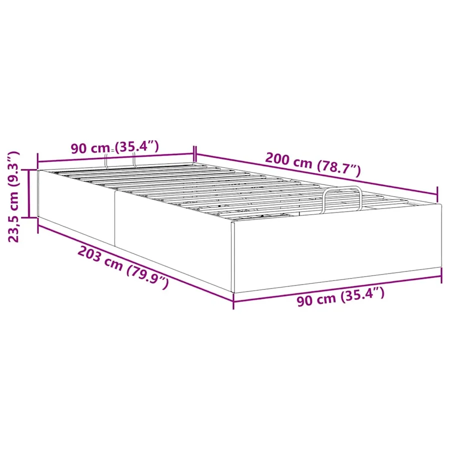 Cadre de lit ottoman sans matelas blanc 90x200 cm similicuir - 14
