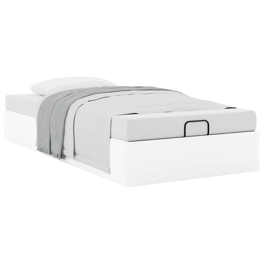 Cadre de lit ottoman sans matelas blanc 90x200 cm similicuir - 5