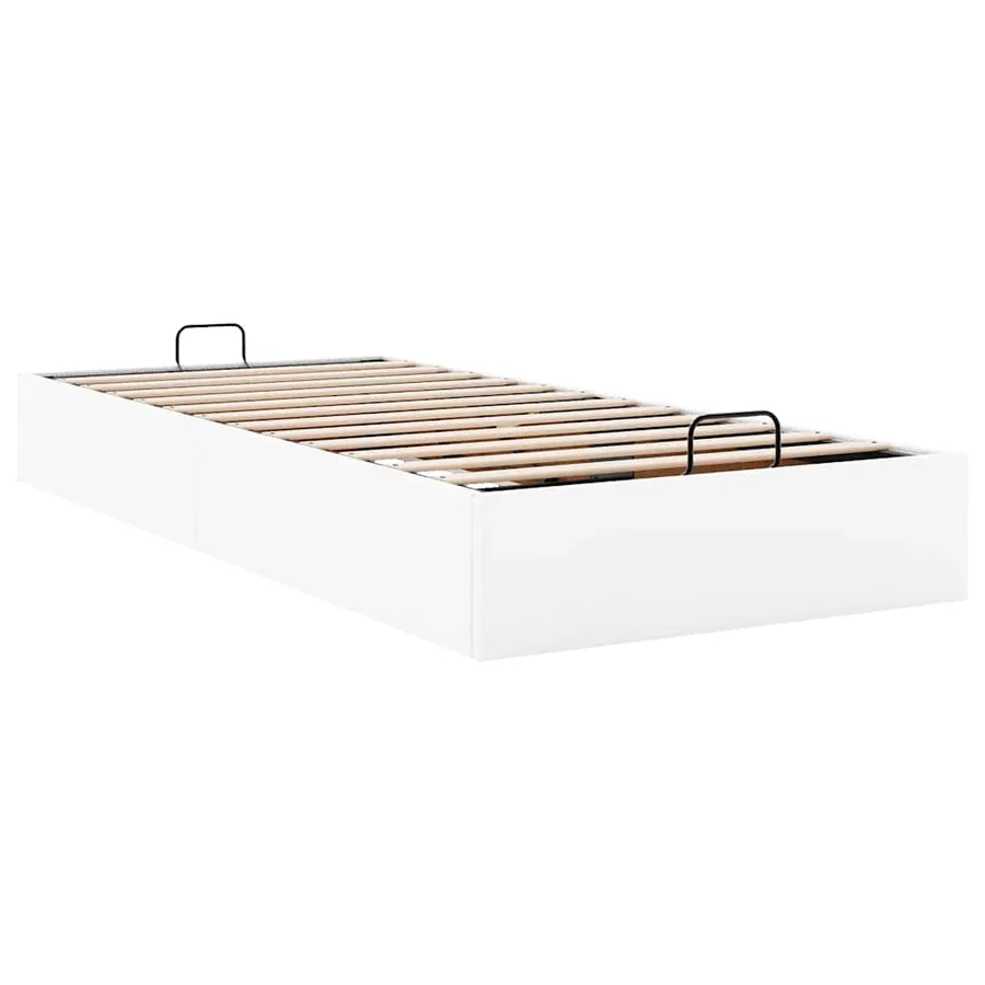 Cadre de lit ottoman sans matelas blanc 90x200 cm similicuir - 6