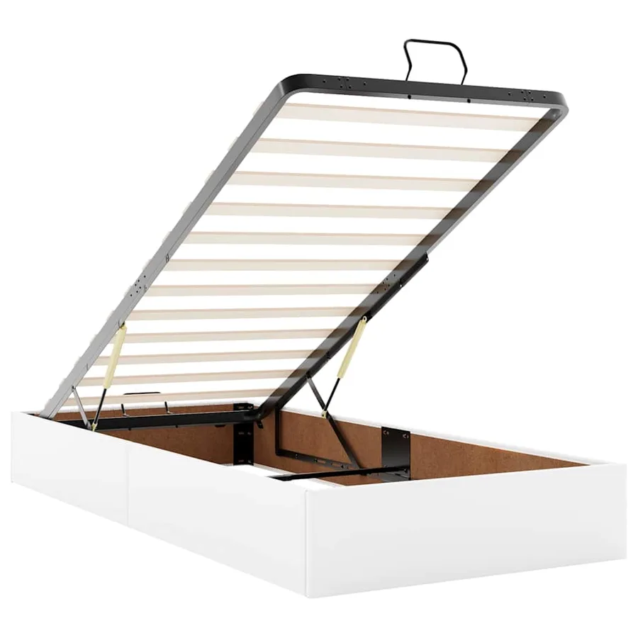 Cadre de lit ottoman et matelas blanc pur 100x200cm similicuir - 11