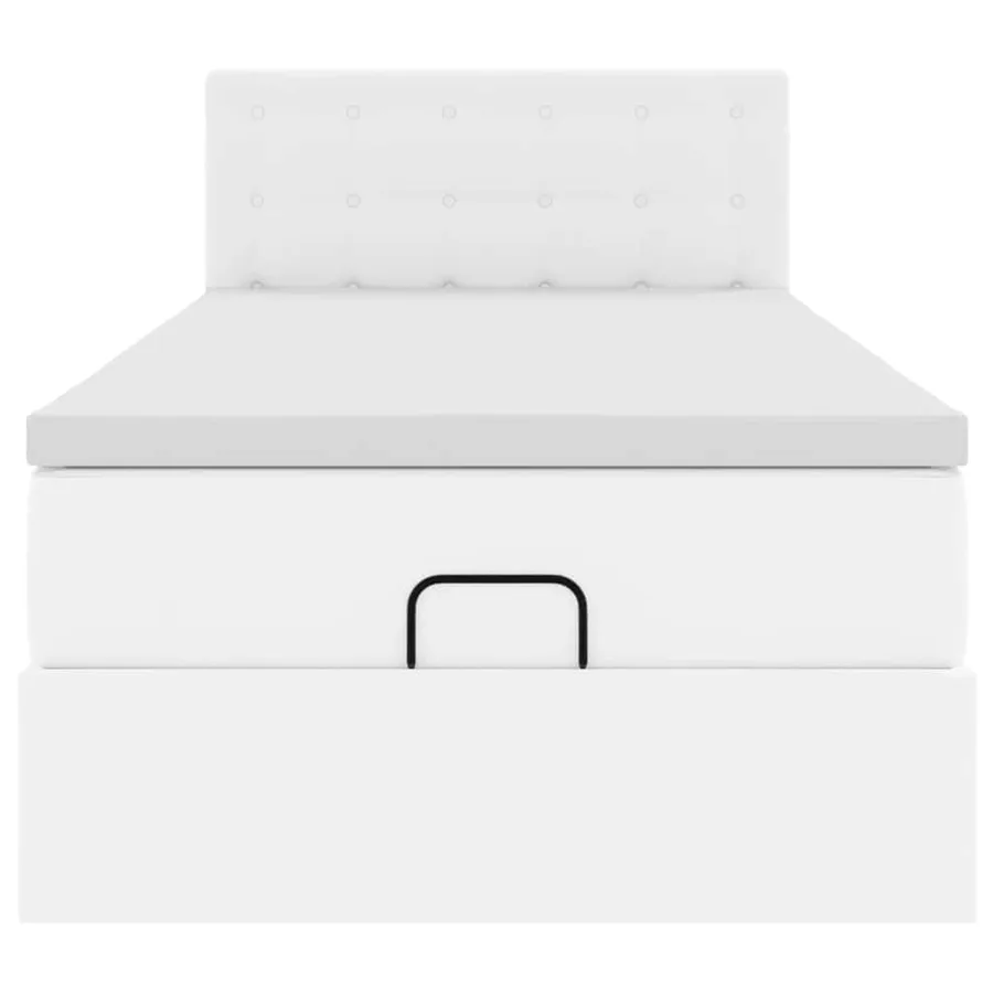 Cadre de lit ottoman et matelas blanc pur 100x200cm similicuir - 8