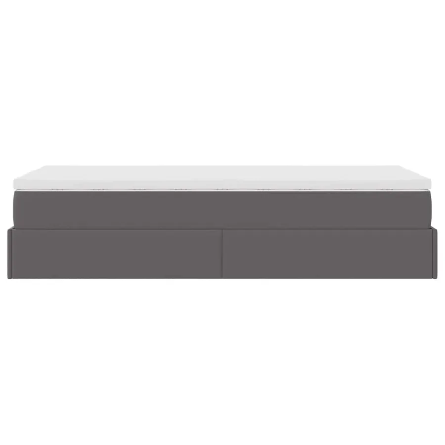 Cadre de lit ottoman avec matelas gris 90x190 cm similicuir - 9