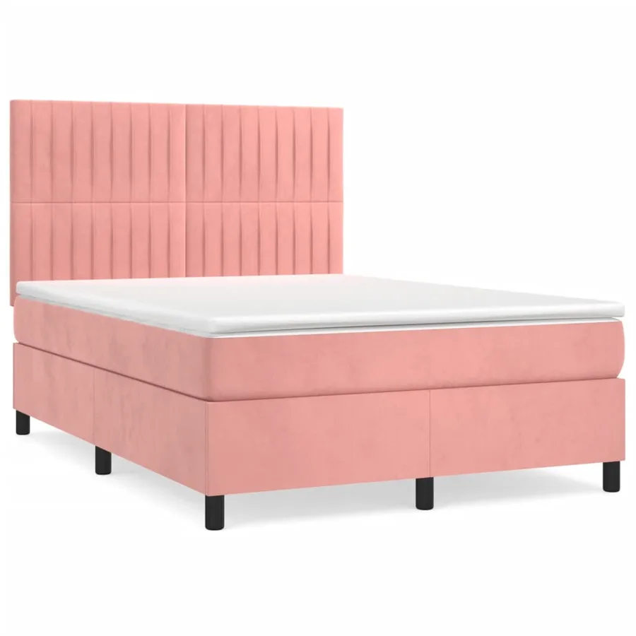 Sommier à lattes de lit avec matelas Rose 140x200 cm Velours - 2