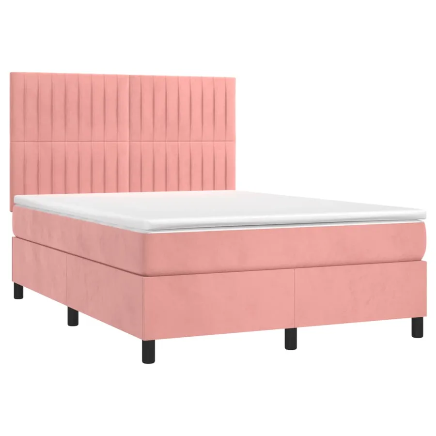 Sommier à lattes de lit avec matelas Rose 140x200 cm Velours - 3