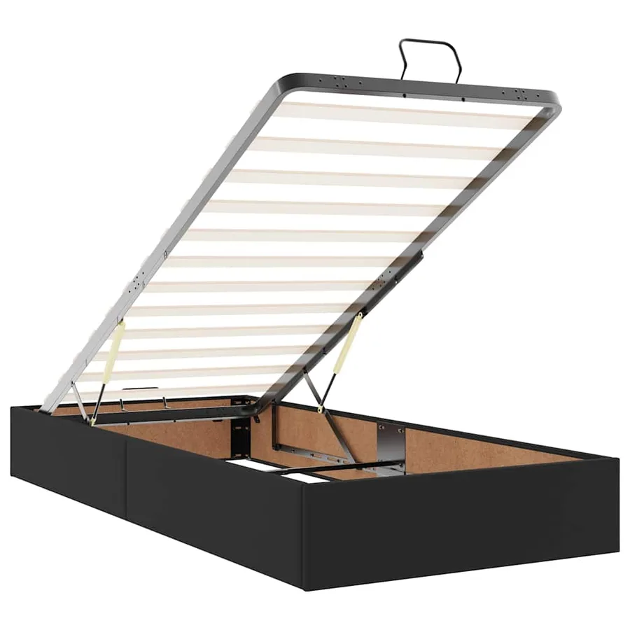 Cadre de lit ottoman avec matelas noir 90x190 cm similicuir - 11