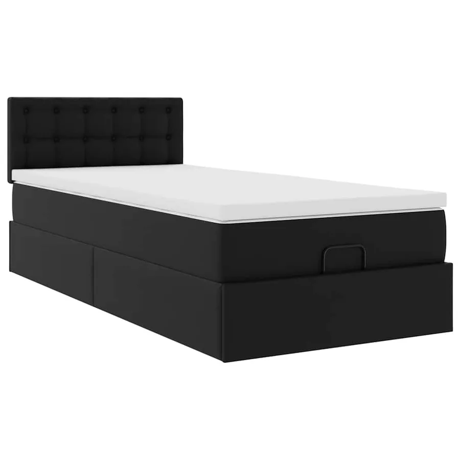 Cadre de lit ottoman avec matelas noir 90x190 cm similicuir - 7