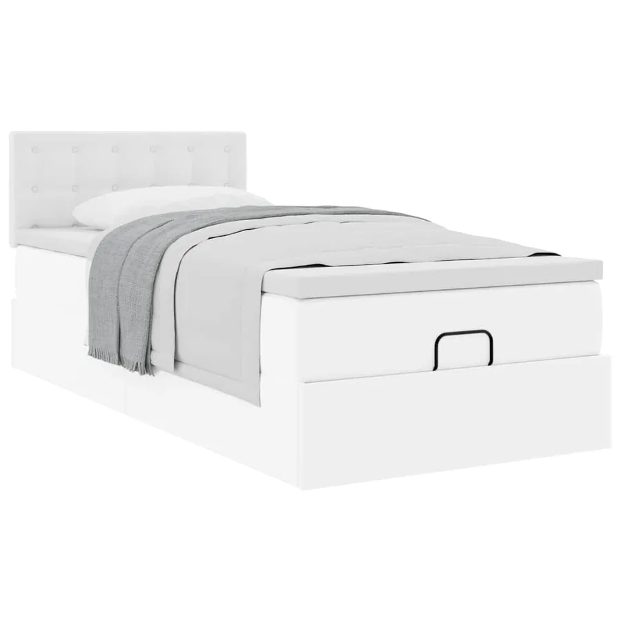 Lit ottoman avec matelas blanc 80x200 cm similicuir - 5