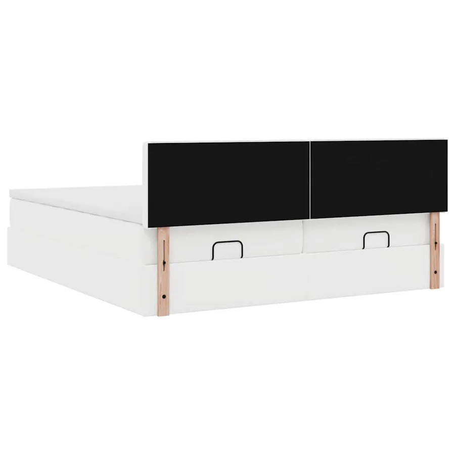 Cadre de lit ottoman avec matelas blanc 160x200 cm similicuir - 12